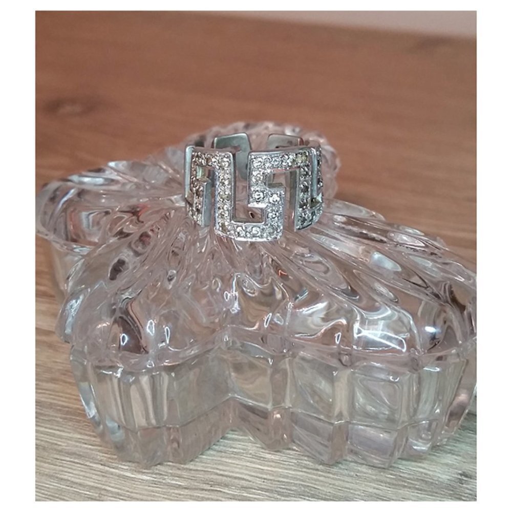 Sterling Silver 925 Aztec Design CZ Stones Band Ring Unisex Dressy Geometric